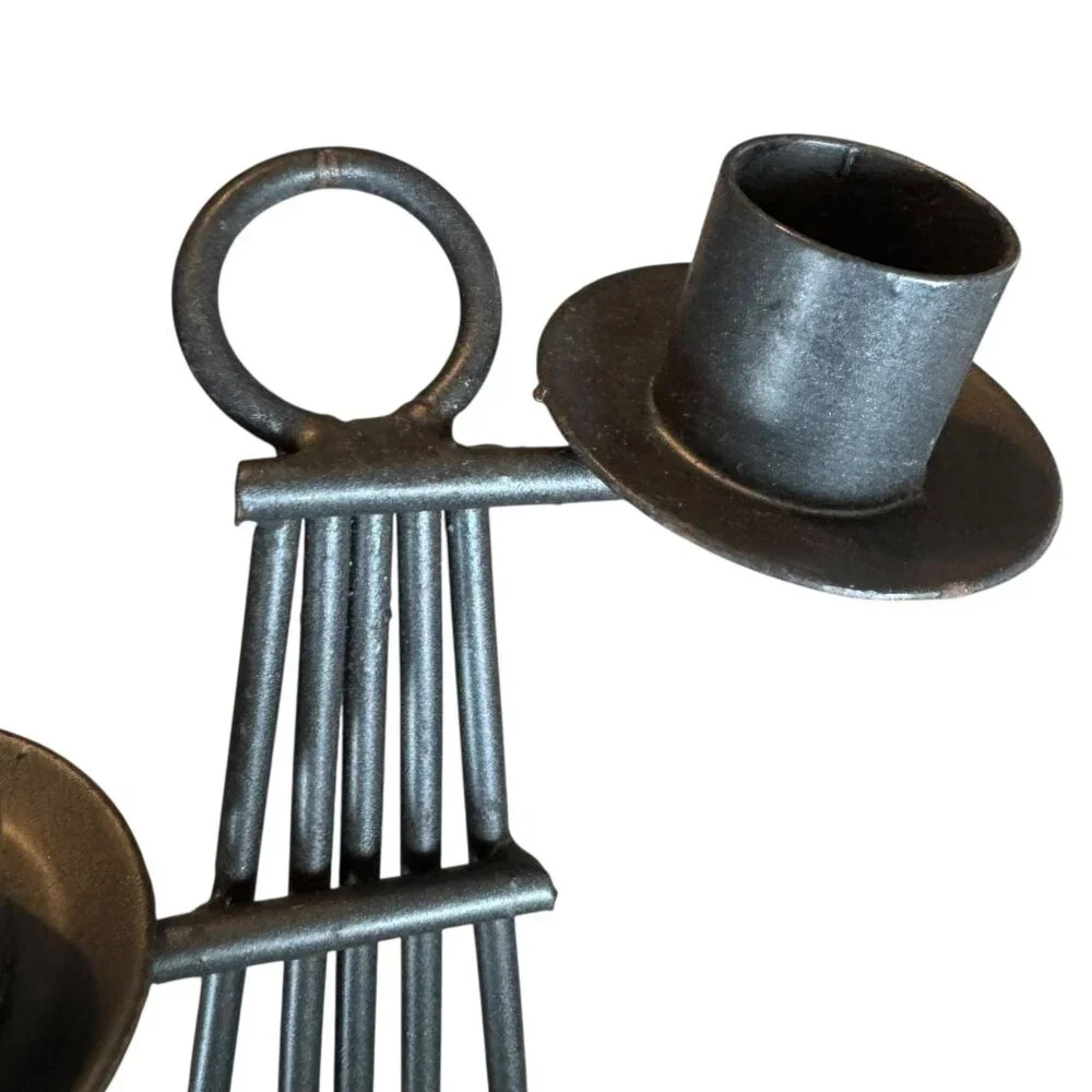 Metal Guitar Candle‎ Holder 20 in Black for Tapers Home Decor Music Celebration